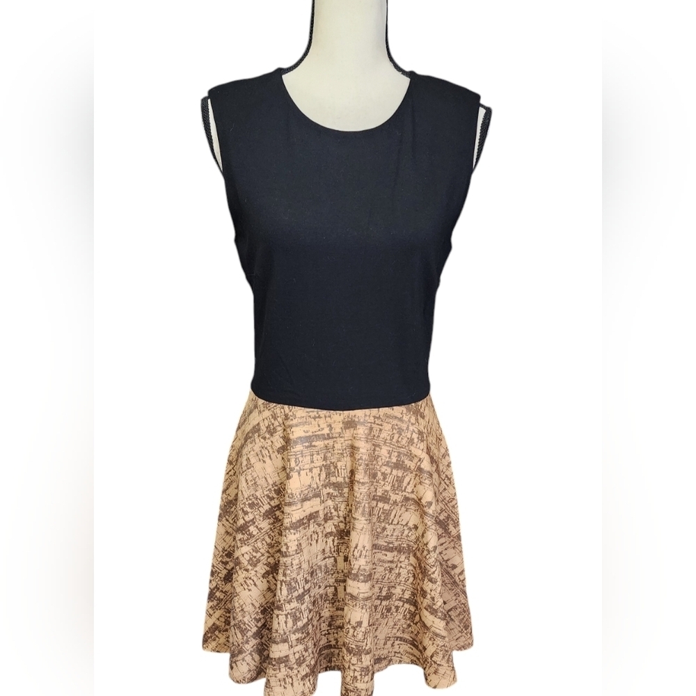 Diane Von Furstenberg Jeannie Leather Cork Sleeveless Fit & Flair Dress Size 8